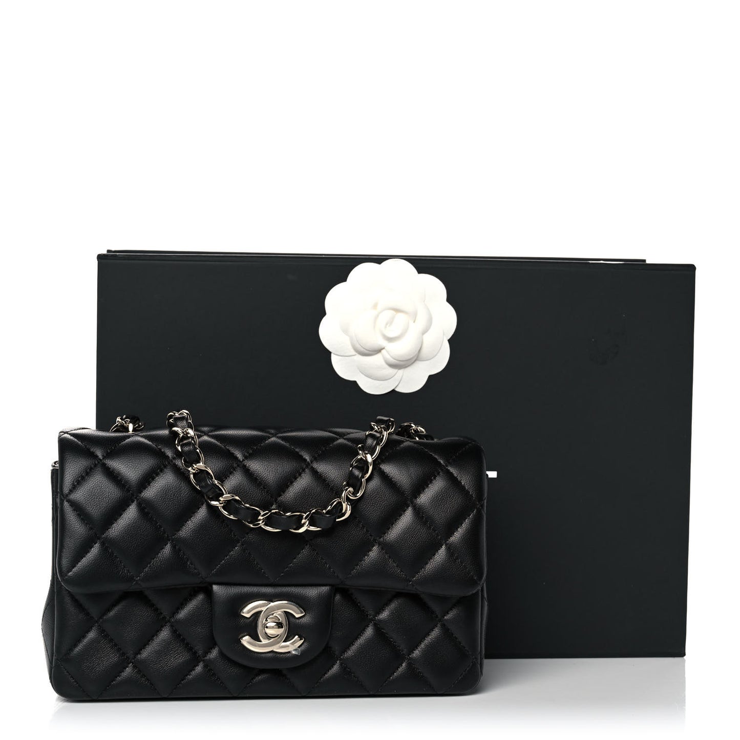 Lambskin Quilted Mini Rectangular Flap Black
