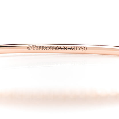 Tiffany 18K Rose Gold Diamond Metro Hinged Bangle Bracelet 4 of 5