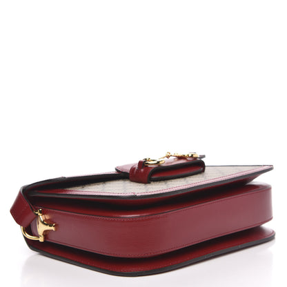 Gucci GG Supreme Monogram Azalea Calfskin Horsebit 1955 Shoulder Bag Beige Ebony New Cherry Red 4 of 10