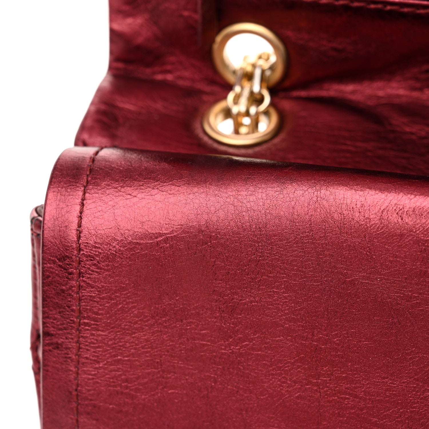 Chanel Metallic Aged Calfskin Quilted 2.55 Reissue 227 Flap Dark Red 12 of 17