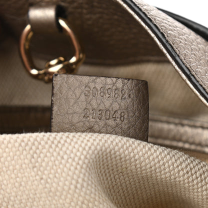 Gucci Metallic Pebbled Calfskin Medium Soho Chain Shoulder Bag Golden Beige 6 of 10