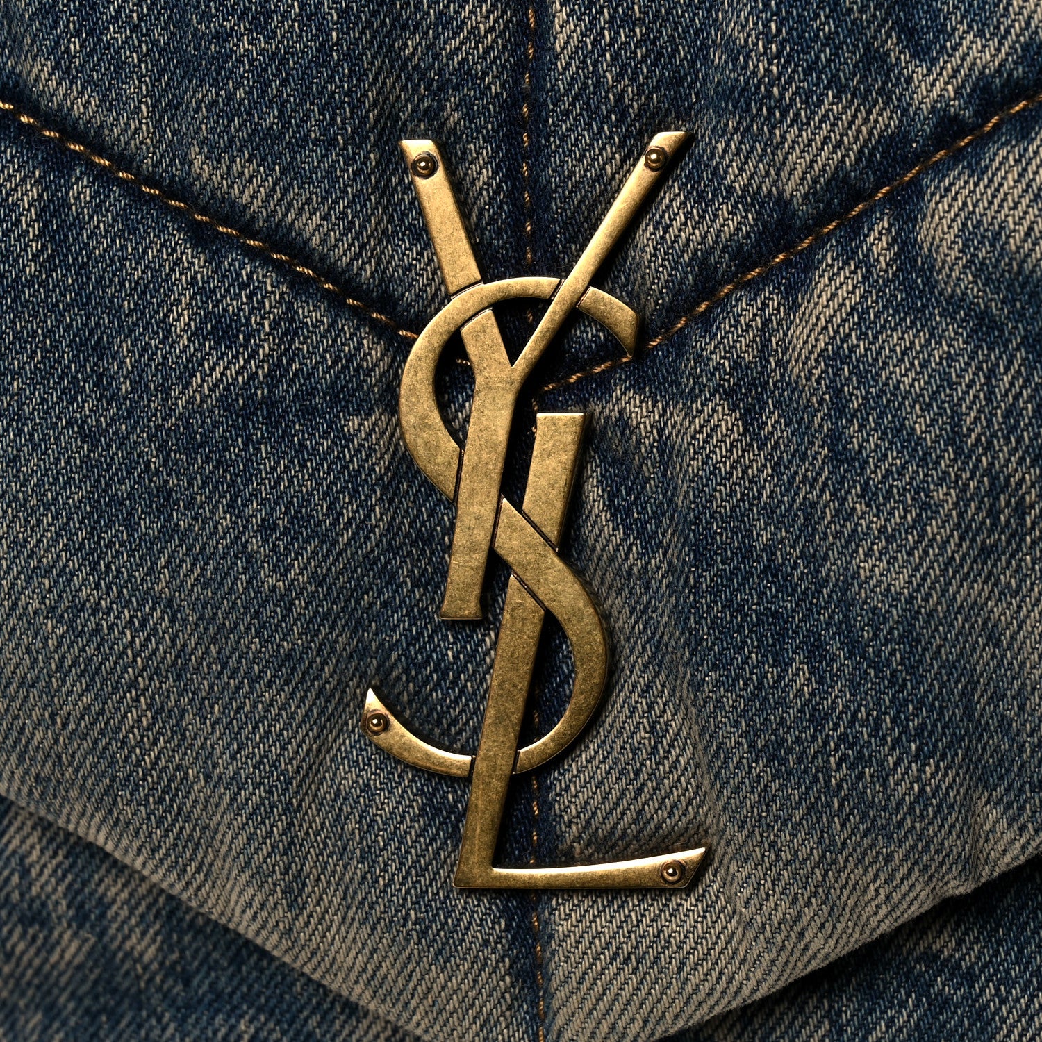 Saint Laurent Denim Quilted Medium Loulou Puffer Monogram Chain Satchel Blue Black 8 of 10