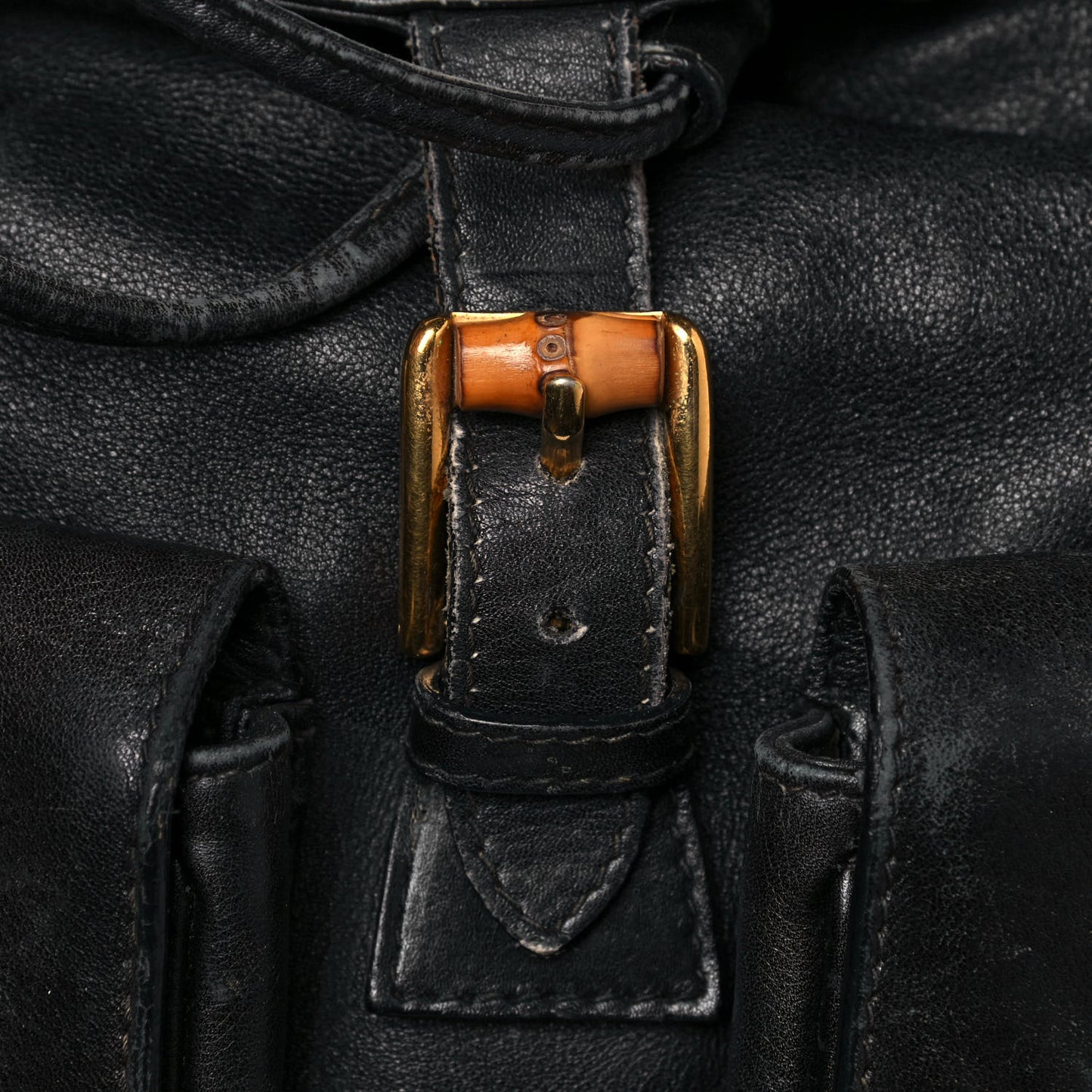 Calfskin Bamboo Backpack Black