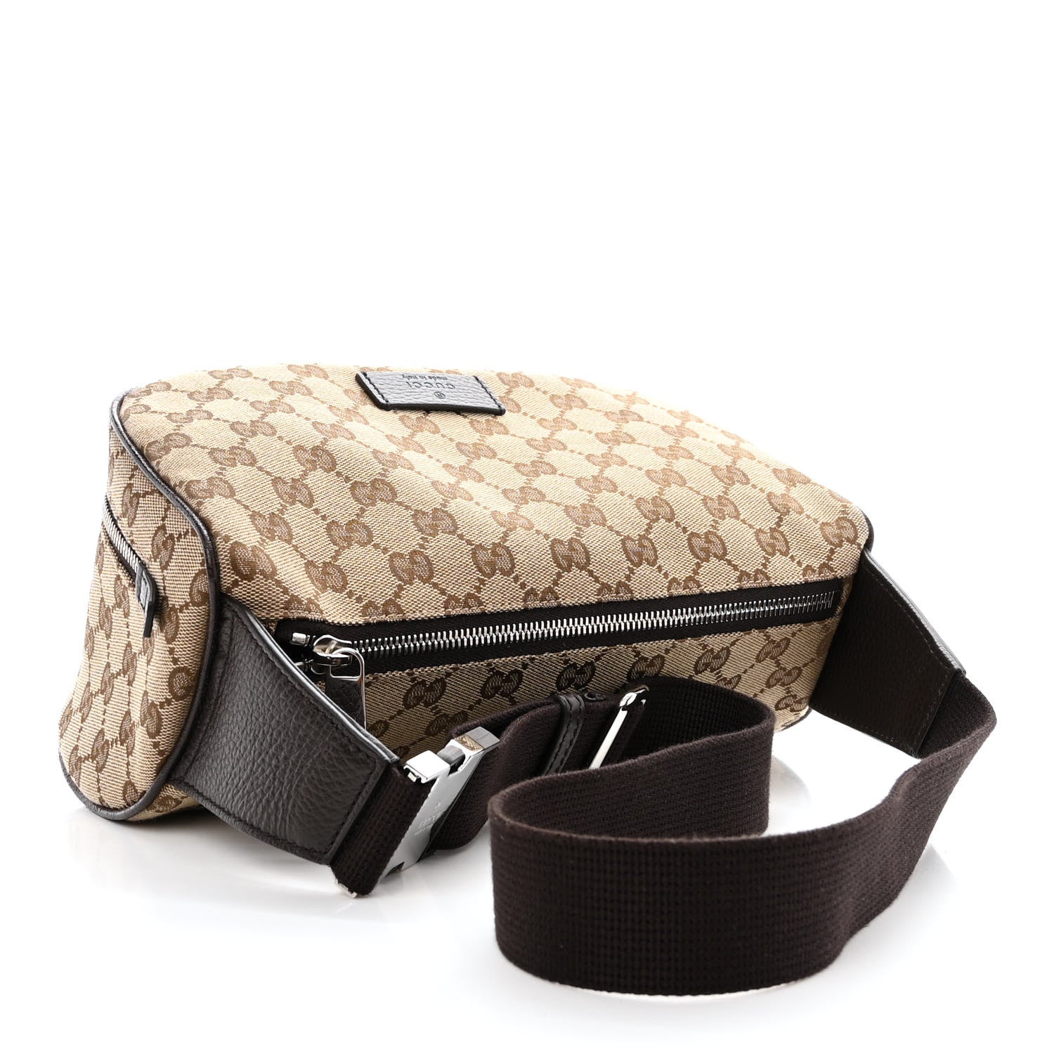 Gucci Monogram Dollar Calfskin Waist Pouch Beige Ebony Testa di Moro Marrone Scuro 3 of 10