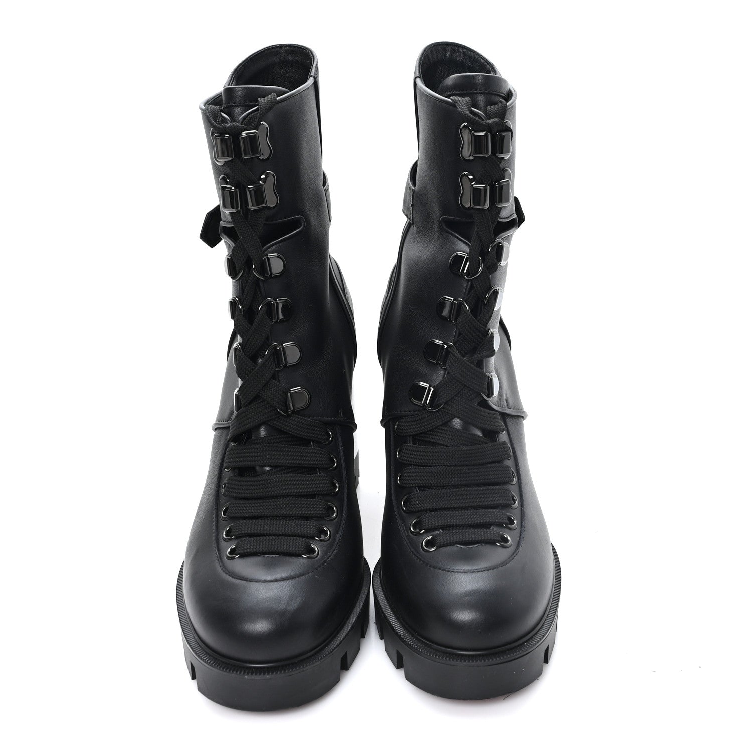Christian Louboutin Calfskin Macademia 100 Biker Platform Boots 38.5 Black 3 of 9
