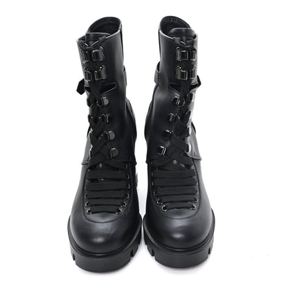 Christian Louboutin Calfskin Macademia 100 Biker Platform Boots 38.5 Black 3 of 9
