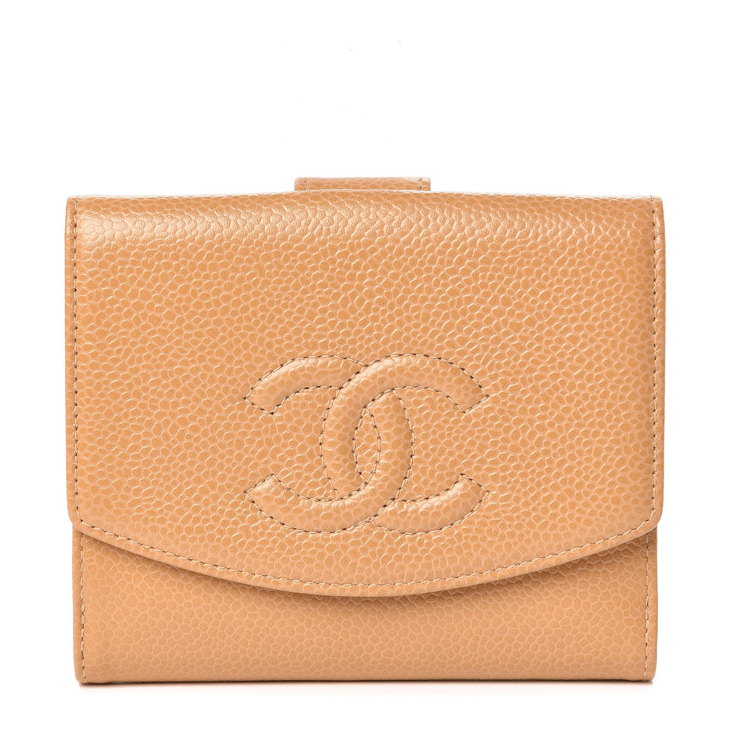 Chanel Caviar Timeless CC Compact French Wallet Beige 1 of 10
