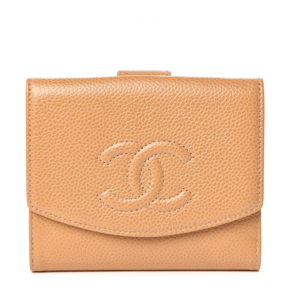 Chanel Caviar Timeless CC Compact French Wallet Beige 1 of 10