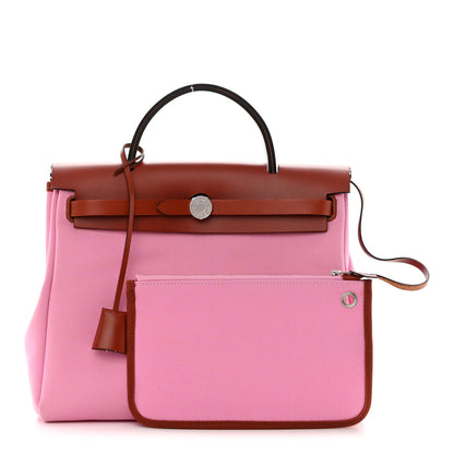 Hermes Military Toile Vache Hunter Herbag Zip Retourne PM 31 Bubblegum 1 of 16