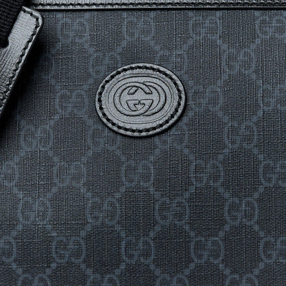 Gucci GG Supreme Monogram Azalea Calfskin Retro Interlocking G Wristlet Messenger Bag Black 9 of 11