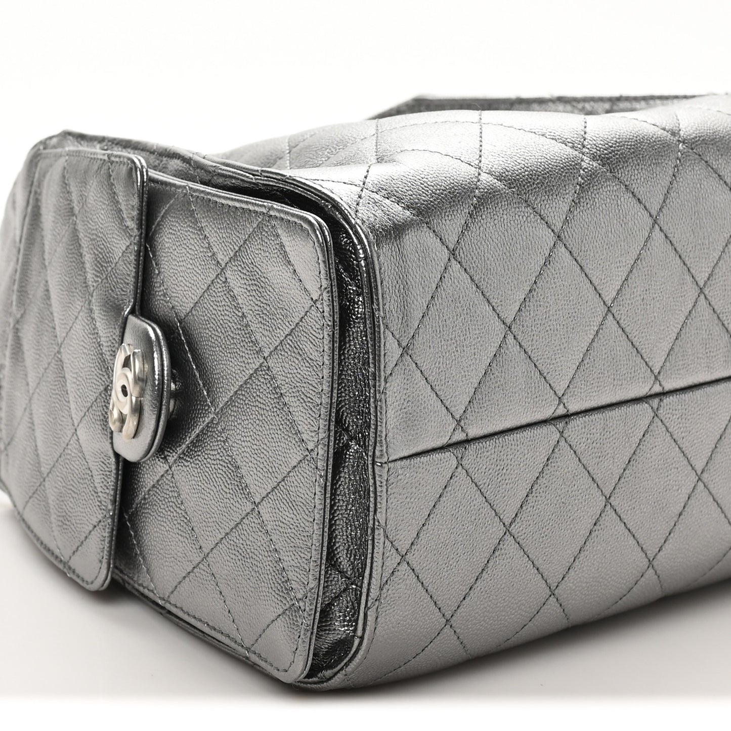 Metallic Caviar Quilted Small Chanel 25 Handbag Anthracite
