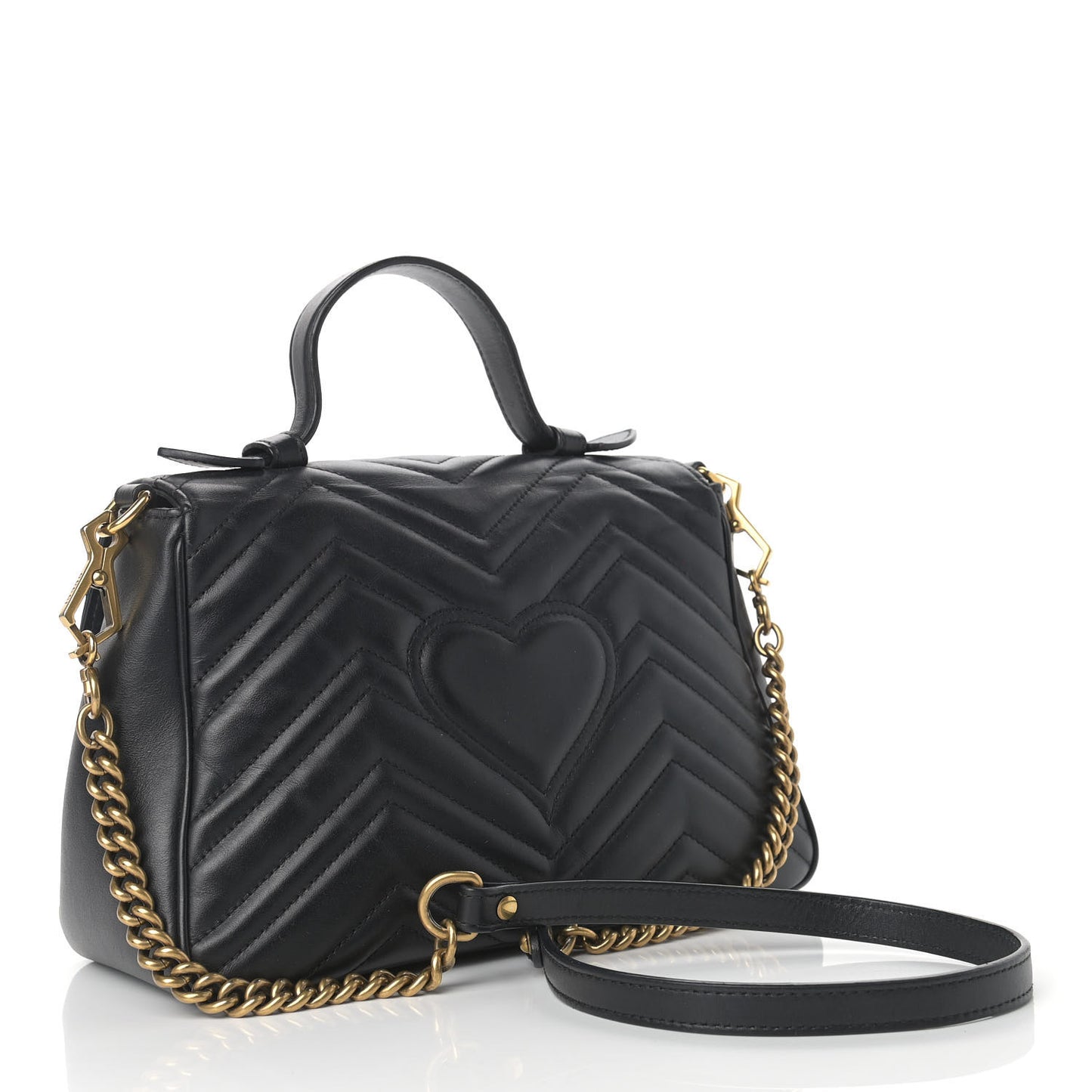 Calfskin Matelasse Small GG Marmont Top Handle Shoulder Bag Black