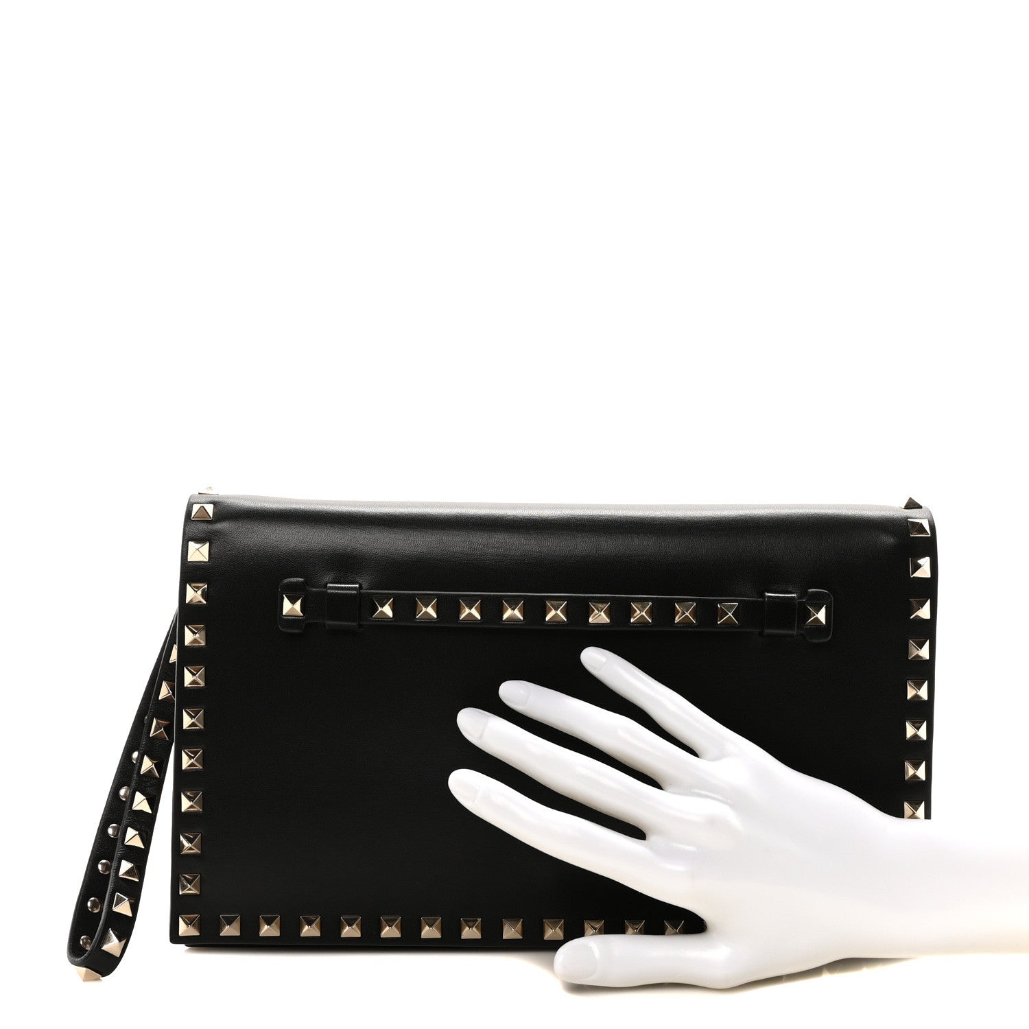 Valentino Garavani Nappa Rockstud Wristlet Clutch Black 2 of 9
