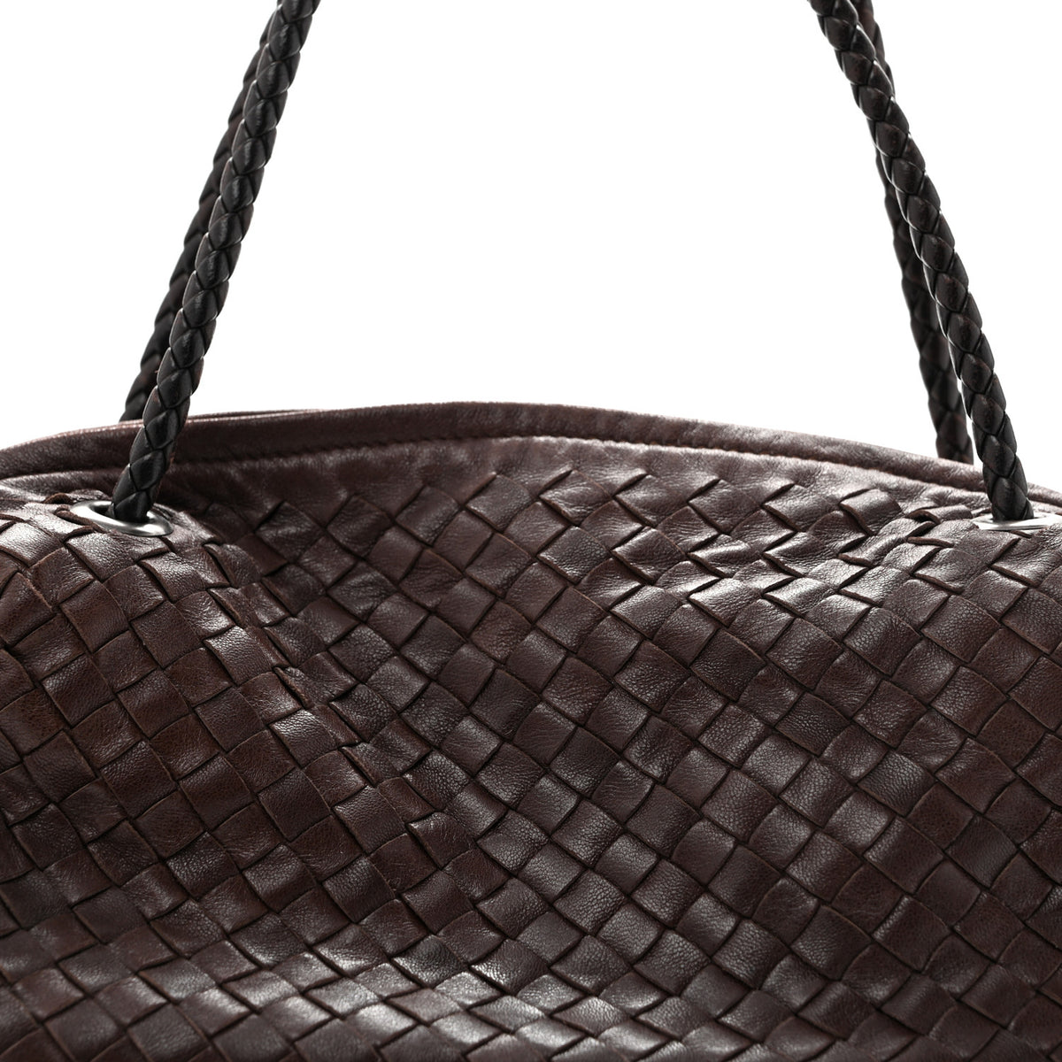 Nappa Intrecciato Satchel Ebano