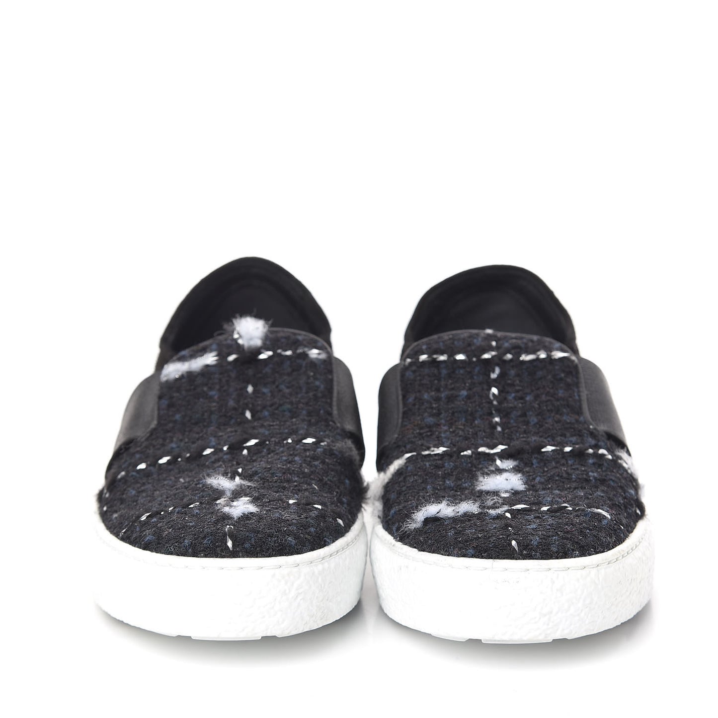 Suede Calfskin Tweed Sneakers 38.5 Black