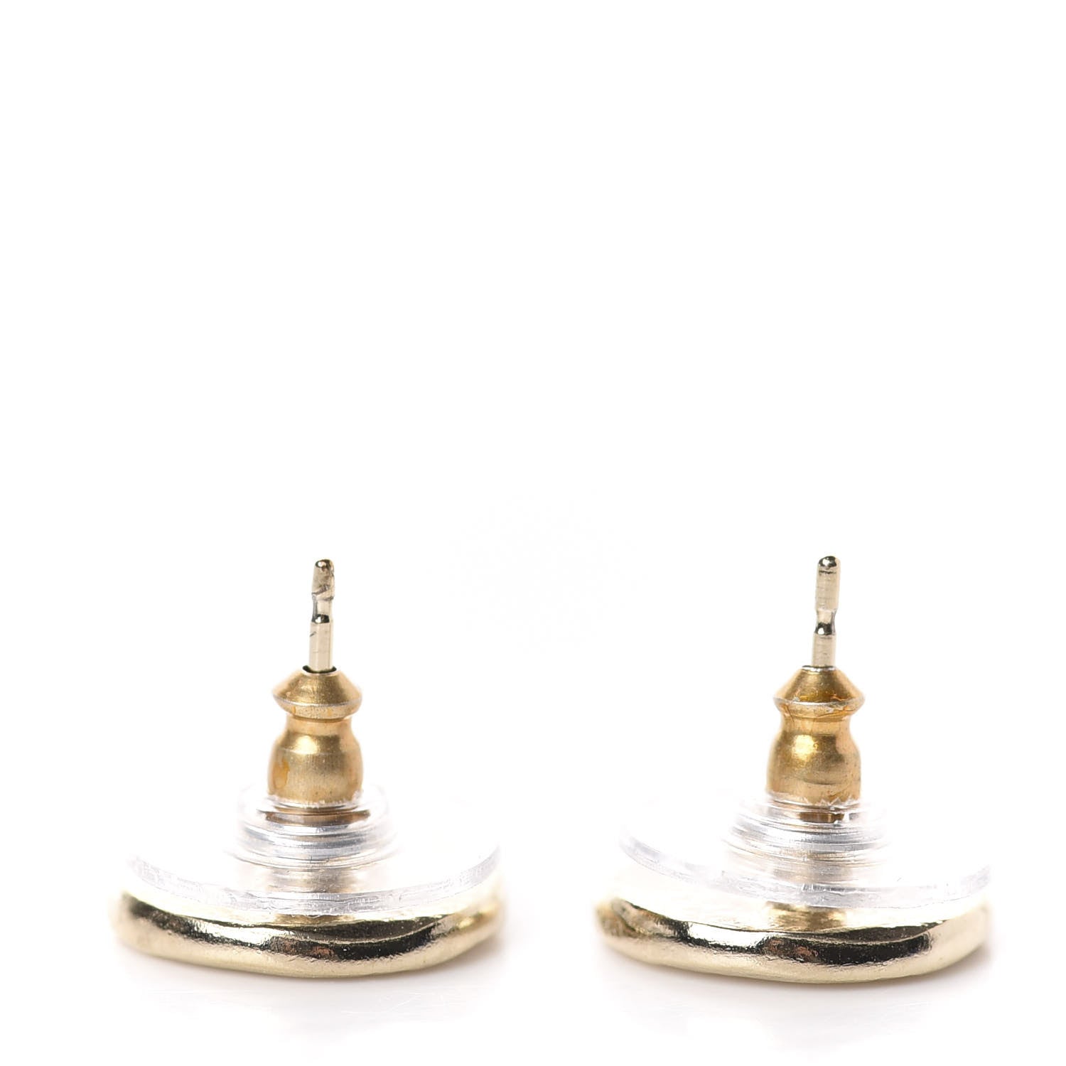 Chanel Crystal Papyrus Stud Earrings Gold 3 of 5