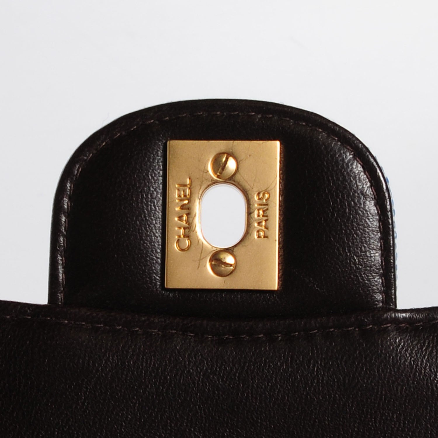 Chanel Woven Straw Quilted Small Double Flap Blue 6 of 8