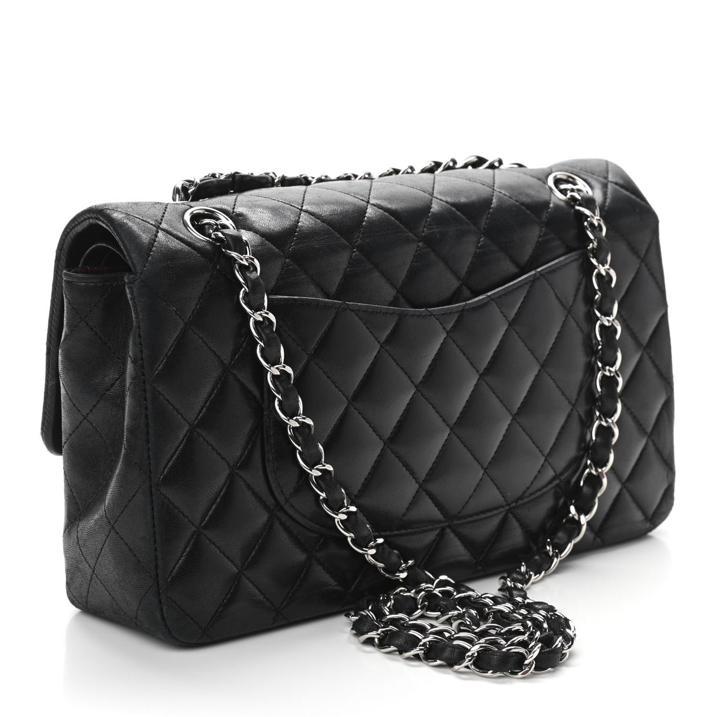 Lambskin Quilted Medium Double Flap Black