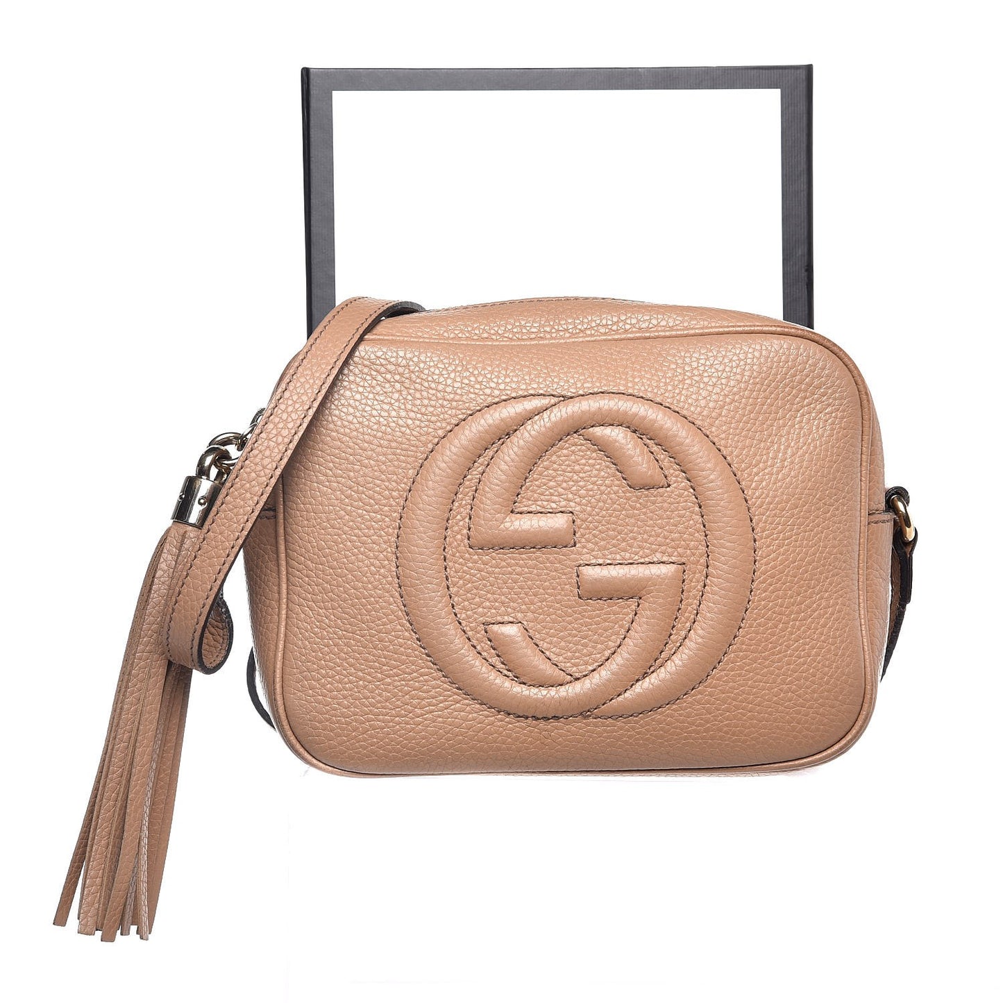 Pebbled Calfskin Small Soho Disco Bag Rose Beige