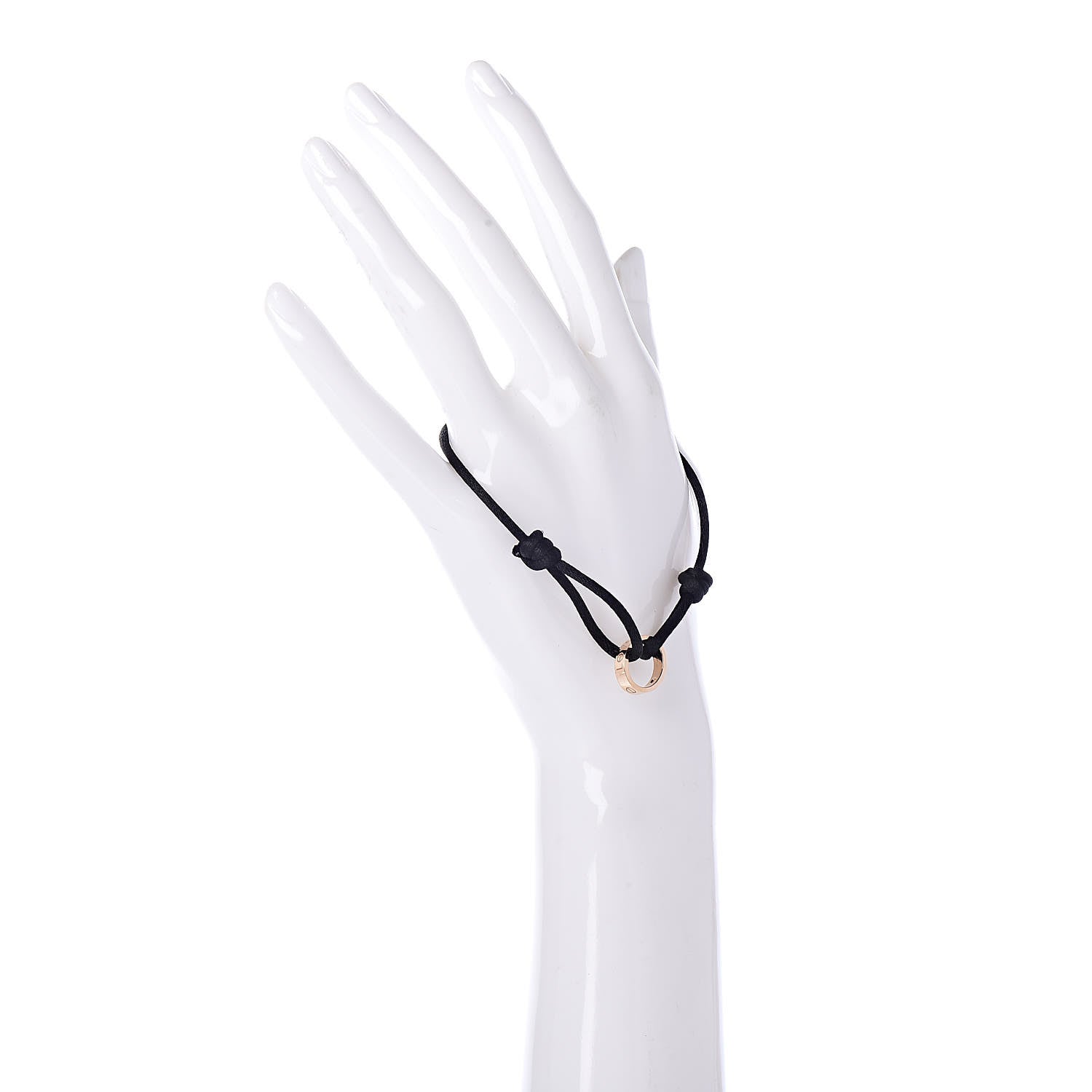 Cartier 18K Pink Gold Diamond Charity LOVE Adjustable Cord Bracelet Black 2 of 6