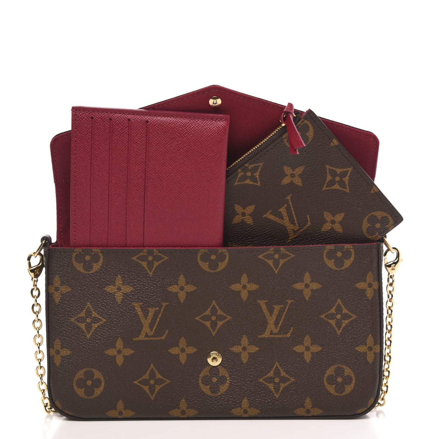 Monogram Pochette Felicie Chain Wallet Fuchsia
