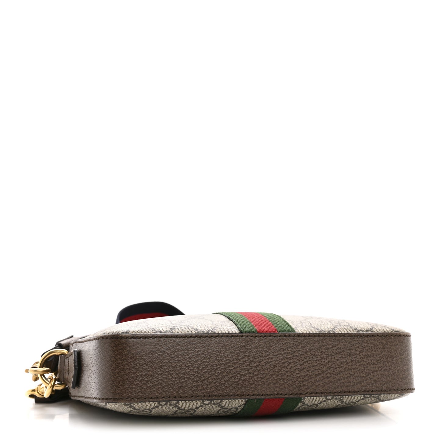 GG Supreme Monogram Textured Dollar Calfskin Web Ophidia Wristlet Shoulder Bag Beige Ebony New Acero