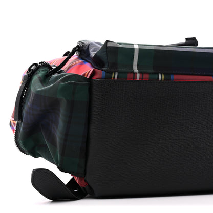Burberry Laminated Tartan Patchwork Medium Rucksack Backpack Military Red 8 of 9
