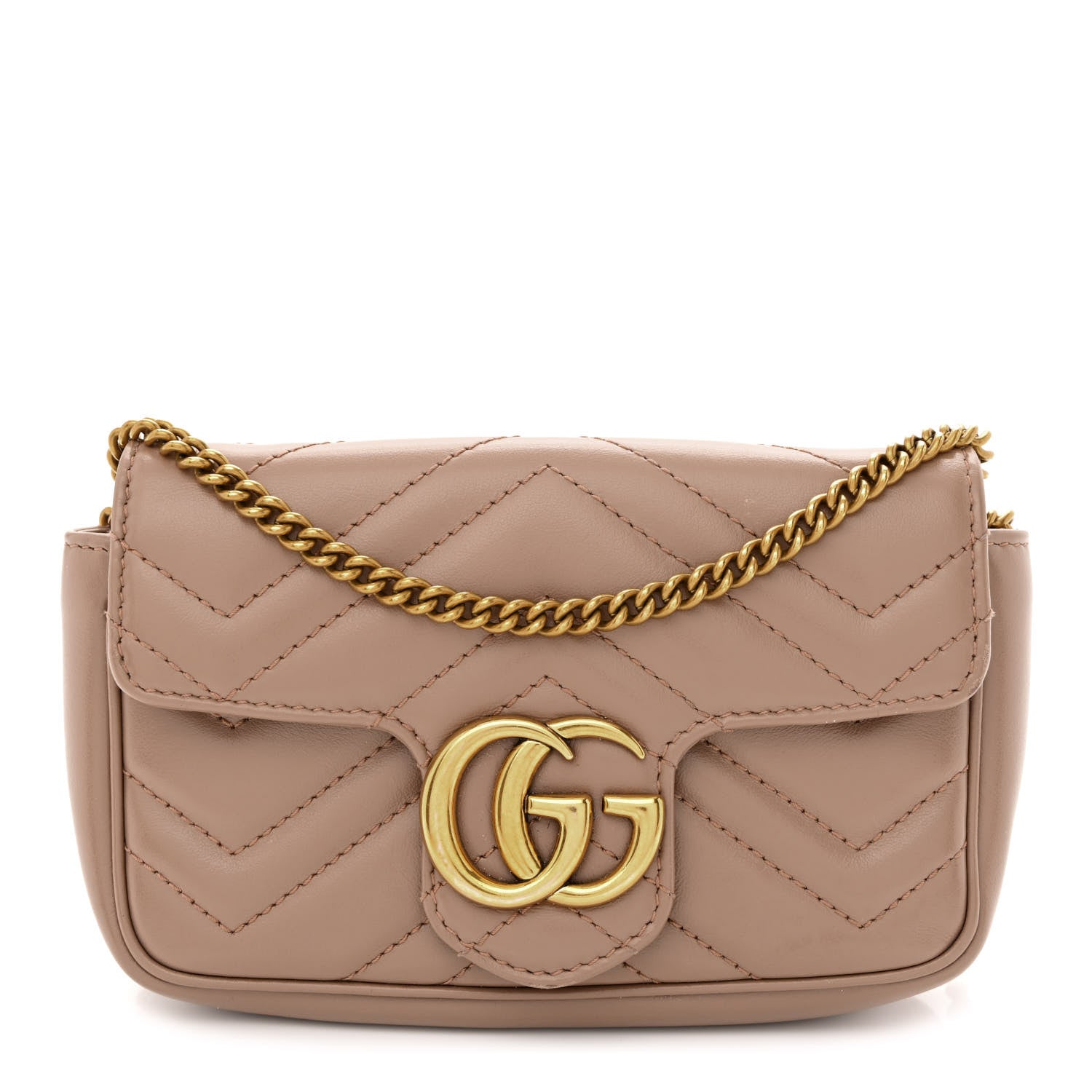 Gucci Calfskin Matelasse Super Mini GG Marmont Shoulder Bag Porcelain Rose 1 of 12