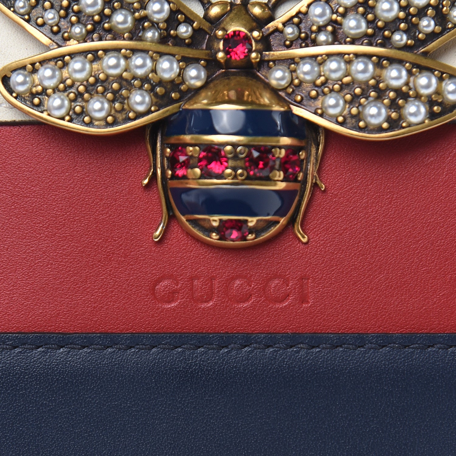 Gucci Calfskin Queen Margaret Card Case Wallet Blue Agata Hibiscus Red Mystic White 10 of 10