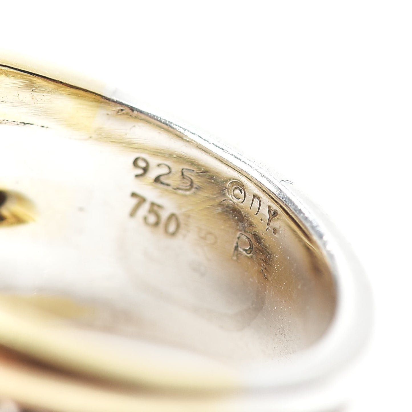 Sterling Silver 18K Yellow Gold 15mm Five-Row Cable Ring 54 7
