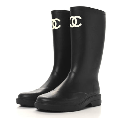 Chanel Caoutchouk CC High Boots 40 Black 3 of 7