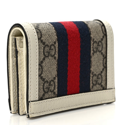 Gucci GG Supreme Monogram Textured Dollar Calfskin Web Ophidia Card Case Beige Ebony Mystic White 3 of 8