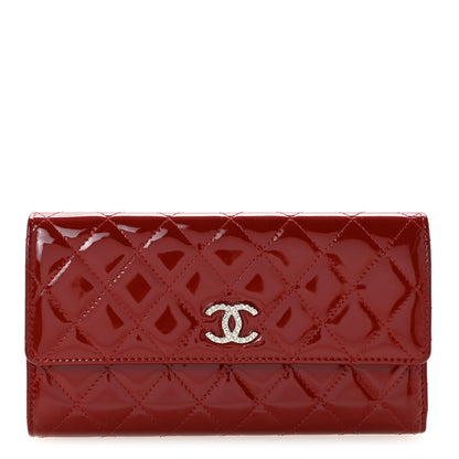 Chanel Patent Calfskin Quilted Large Brilliant Flap Wallet Dark Red 1 of 12