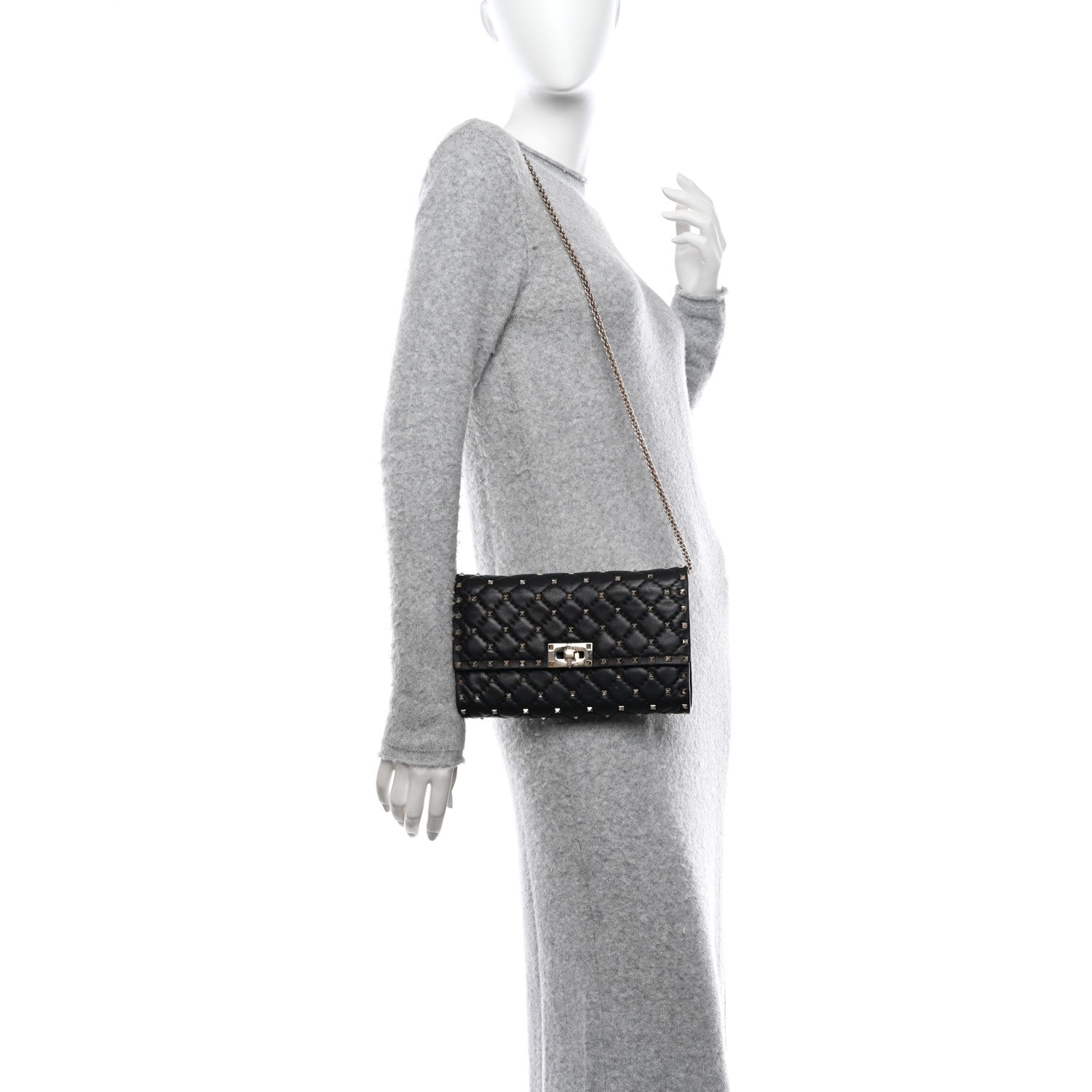 Valentino Garavani Nappa Rockstud Spike Wallet On Chain Black 2 of 11