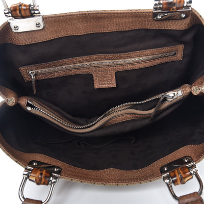 Gucci Monogram Bamboo Bar Medium Tote Brown 5 of 9