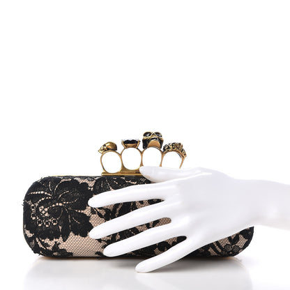 Alexander McQueen Lace Knuckle Duster Clutch Black Beige 2 of 10