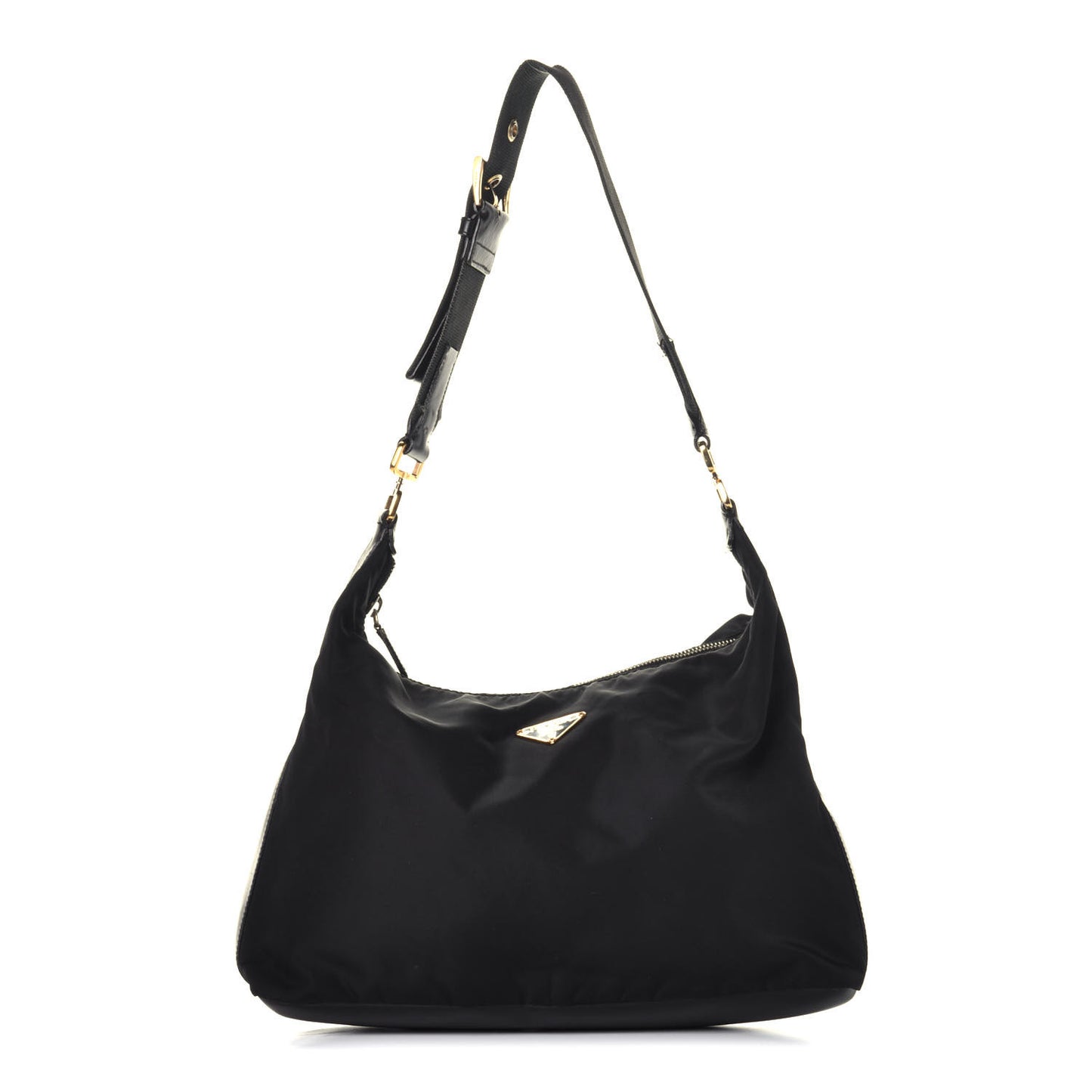 Tessuto Nylon Calfskin Hobo Black