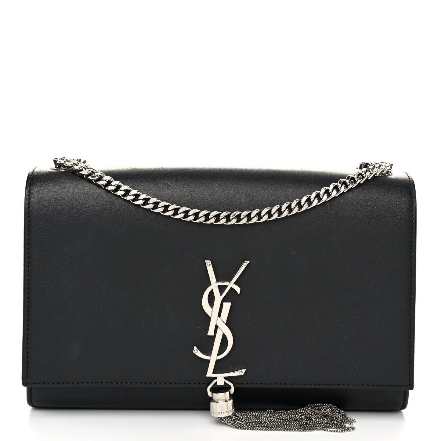 Smooth Calfskin Medium Classic Monogram Kate Tassel Satchel Black