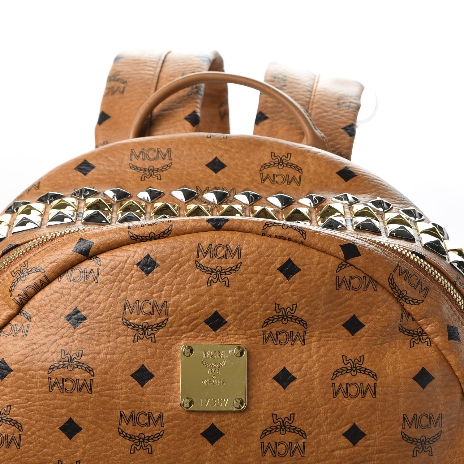 MCM Visetos Crown Stud Large Stark Backpack Cognac 8 of 8