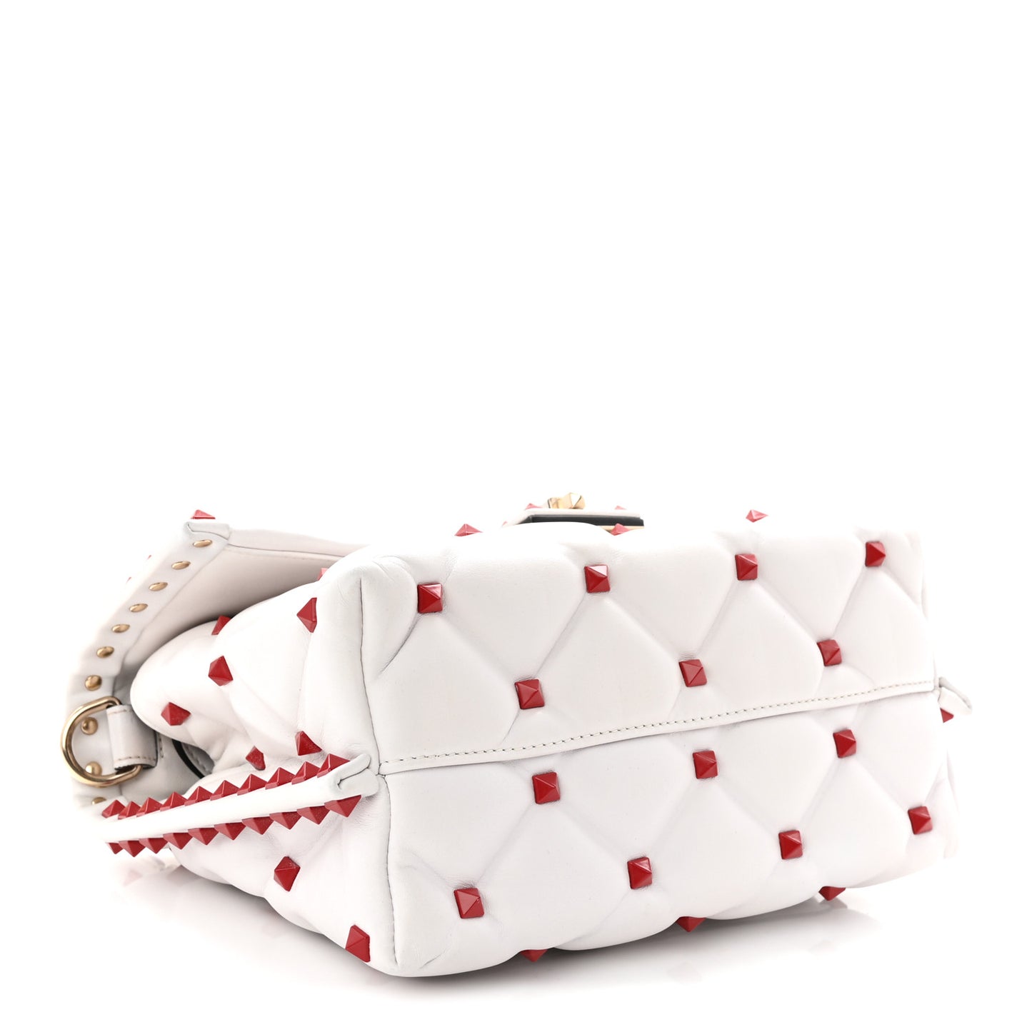 Lambskin Be My VLTN Print Candystud Top Handle Bag White Red Black