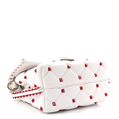 Valentino Garavani Lambskin Be My VLTN Print Candystud Top Handle Bag White Red Black 4 of 9
