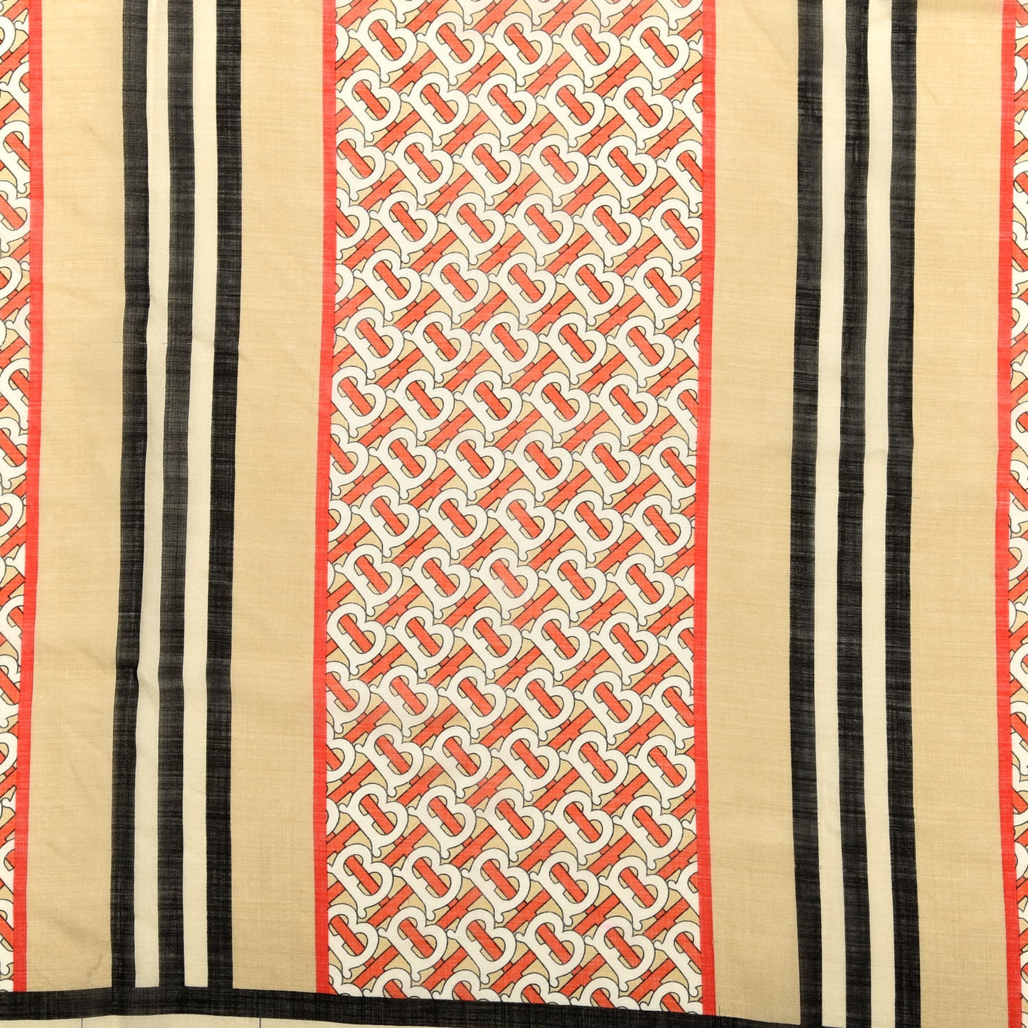 Wool Silk Icon Stripe Monogram TB Print Scarf Vermillion