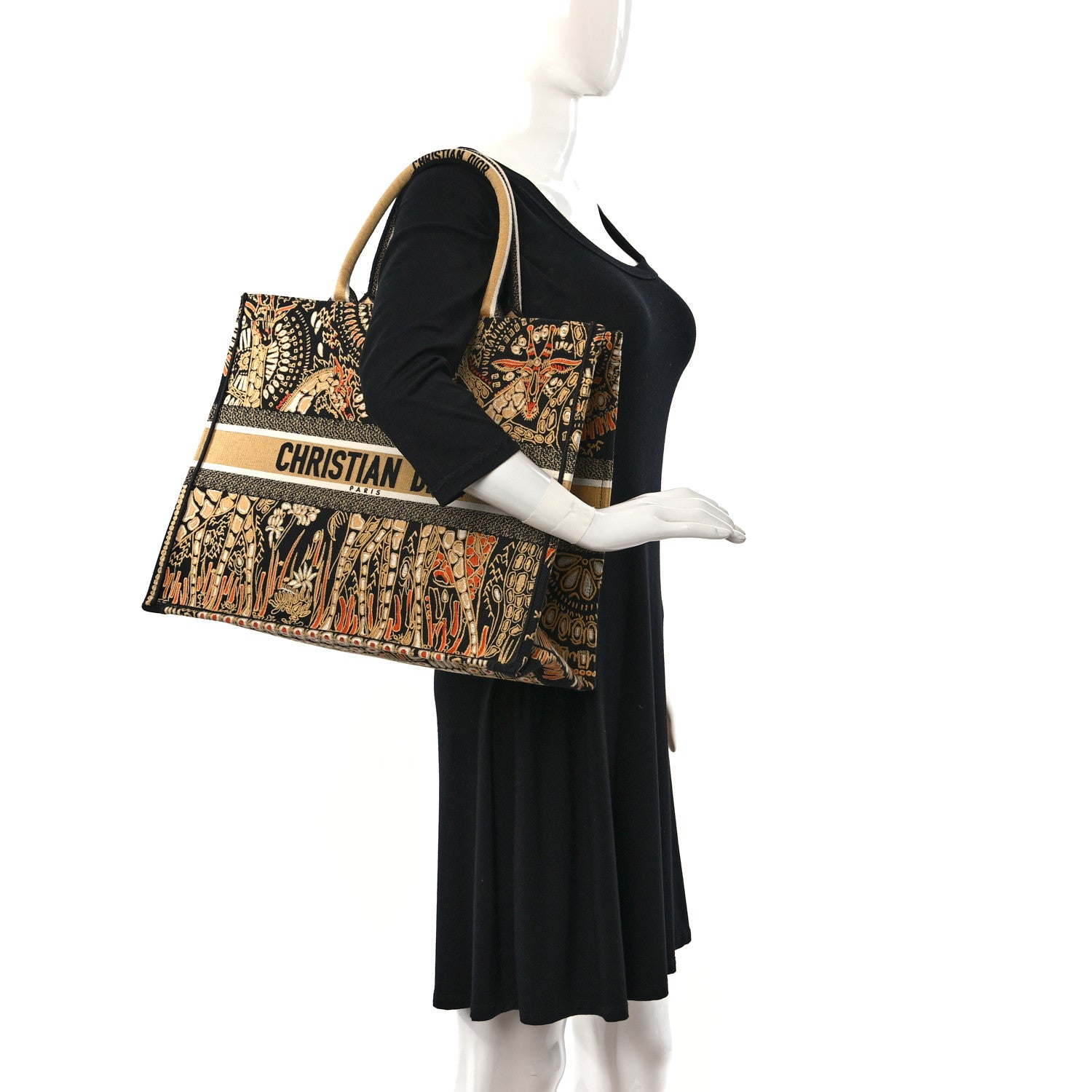 Christian Dior Canvas Embroidered Dior Animals Giraffe Book Tote Yellow Multicolor 2 of 9