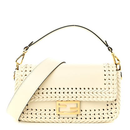 Fendi Vitello King Ceylon Woven Baguette White Ice 1 of 10