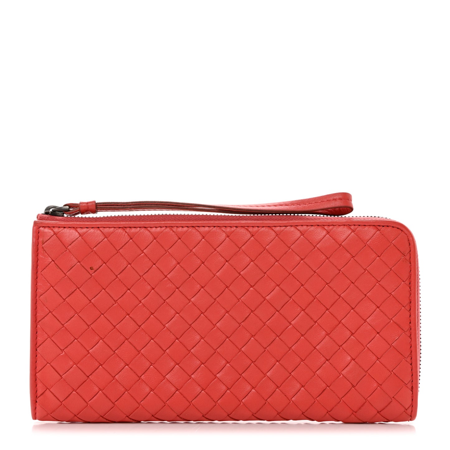 Nappa Intrecciato Half Zip Around Wallet Magma
