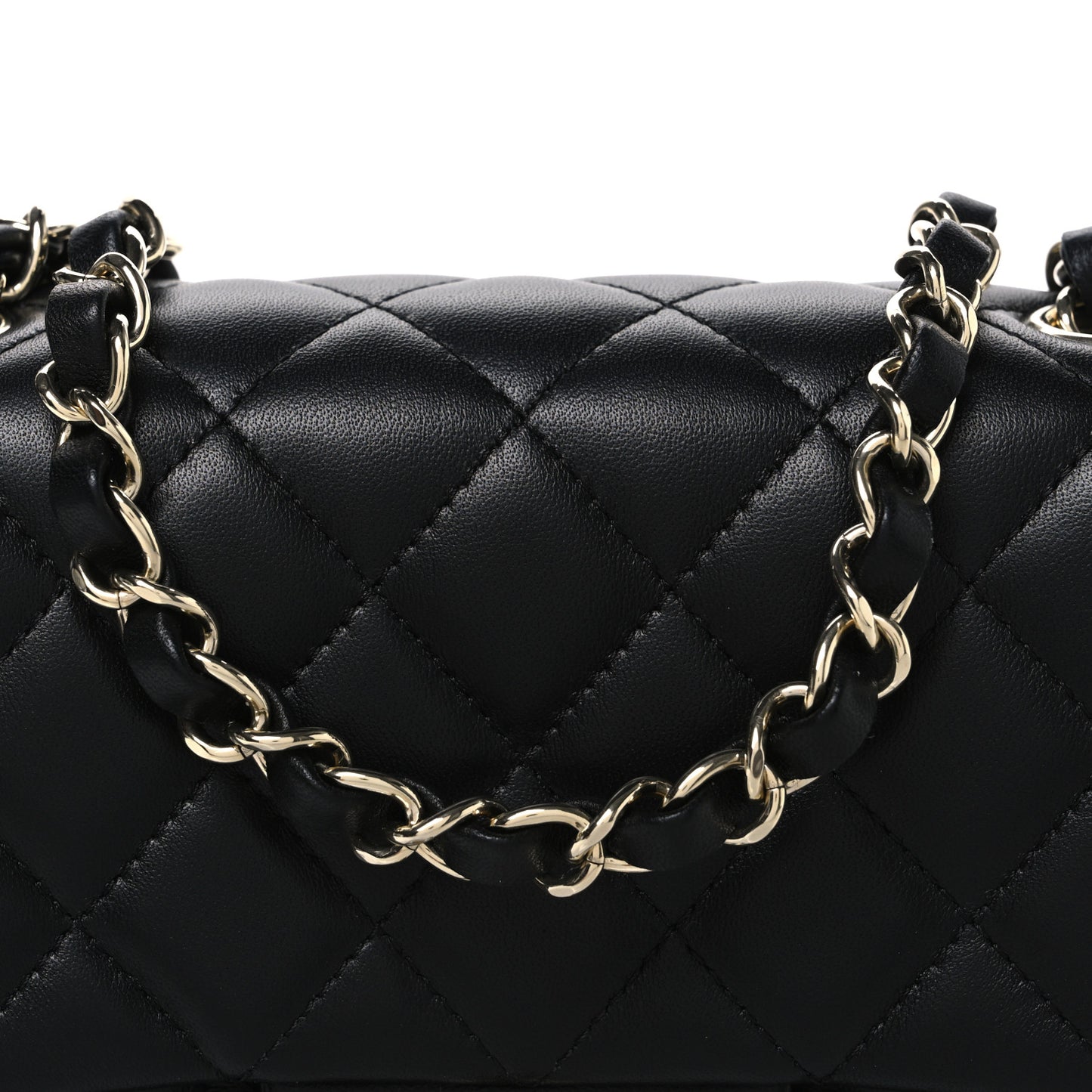 Lambskin Quilted Mini Square Flap Black