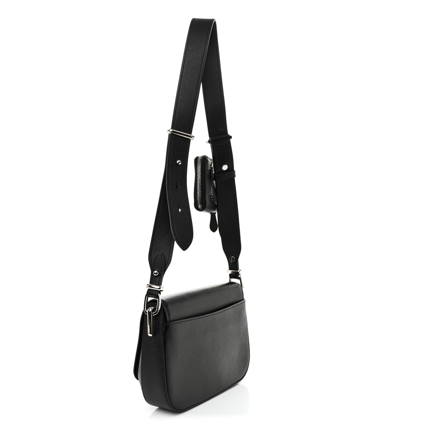 Saffiano Flap Shoulder Bag Black