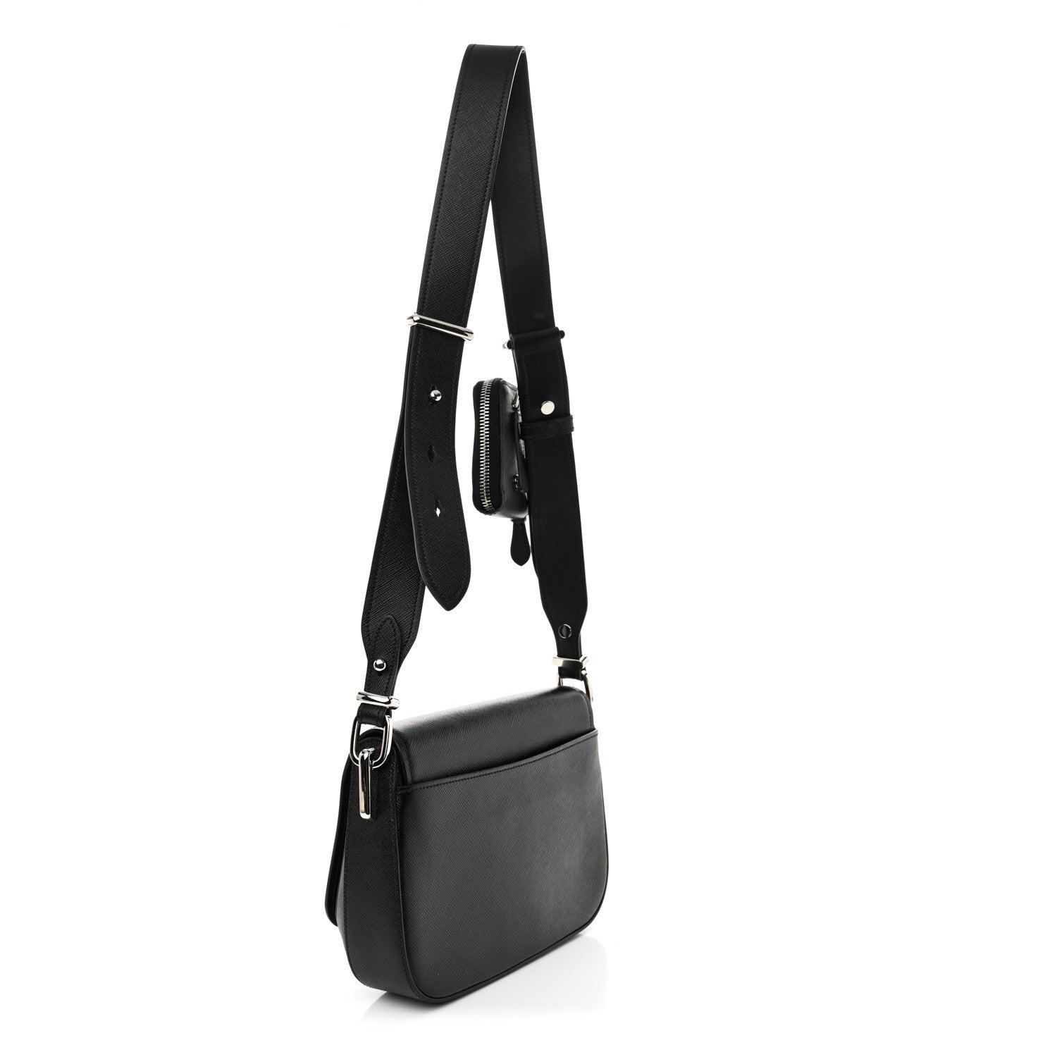 Prada Saffiano Flap Shoulder Bag Black 3 of 12