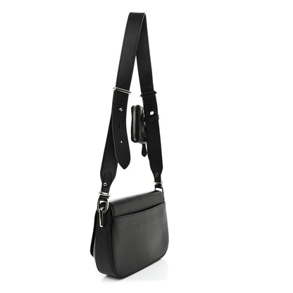Prada Saffiano Flap Shoulder Bag Black 3 of 12