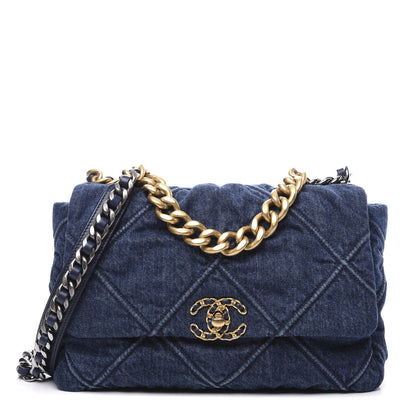 Chanel Denim Quilted Medium 19 Flap Blue 1 of 9